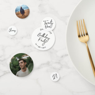 Einundzwanzig Schwarz, Weiß Moderne 21. Geburtstag Konfetti