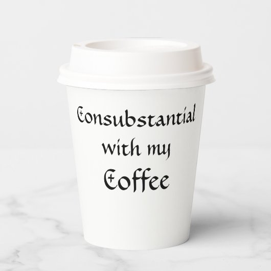 Einverstanden mit meinem Kaffee Pappbecher (Rückseite)