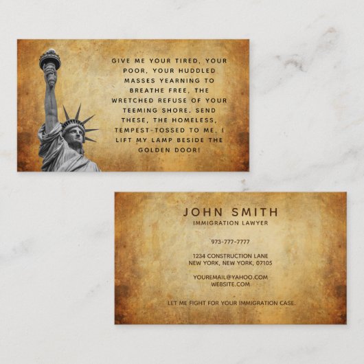 Einwanderungsrechtsanwälte Visitenkarte (Vorne/Hinten)