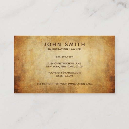 Einwanderungsrechtsanwälte Visitenkarte (Rückseite)