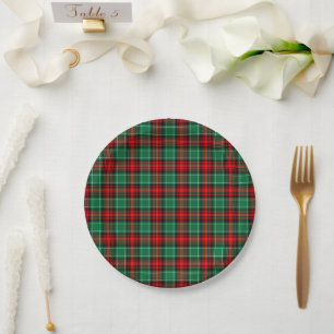 Einweg-Teller mit rotem grünem Holiday Plaid Muste Pappteller