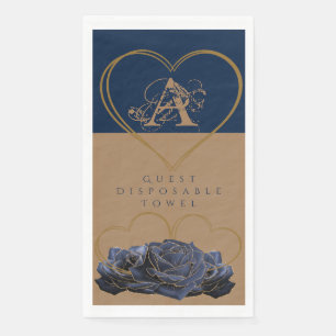 Einweghandtuch Romance in Gold und Blau Serviette