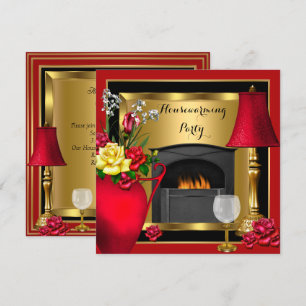 Einweihung Rot Gold Rosen Dekor Wein Glas Einladung