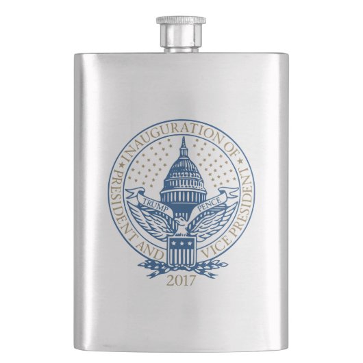 Einweihungs-Donald- TrumpMike-Pennys-Logo 2017 USA Flachmann (Vorderseite)