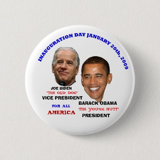 EINWEIHUNGS-JUNGE-KÖTER OBAMA BIDEN BUTTON (Vorderseite)