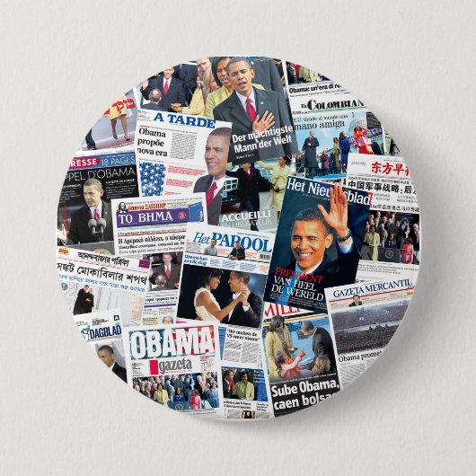 Einweihungs-Zeitungs-Knopf Obama internationaler Button (Vorderseite)