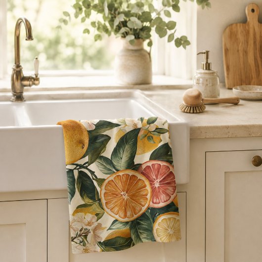 Einweihungsgeschenk Citrus Bloom Muster Geschirrtuch