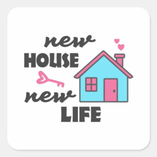 Einweihungsparty Neues Haus Neues Leben Quadratischer Aufkleber