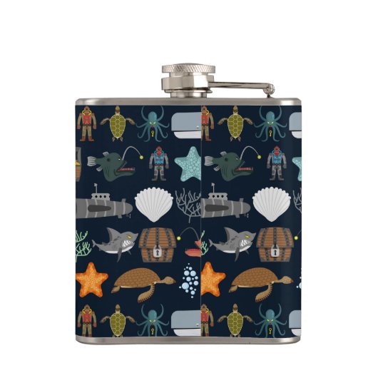 Einwohner des Ozeans Muster 1 Flachmann (Rückseite)