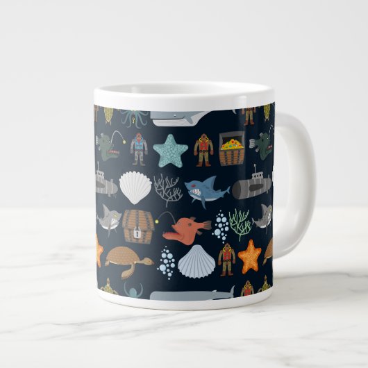 Einwohner des Ozeans Muster 1 Jumbo-Tasse (Vorderseite Rechts)