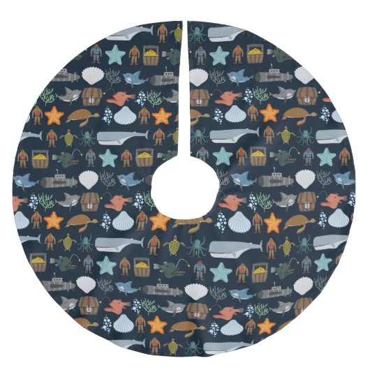 Einwohner des Ozeans Muster 1 Polyester Weihnachtsbaumdecke (Vorderseite)