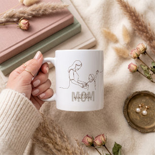 Einzeilige Kunst personalisierte Mutter-Tasse Kaffeetasse