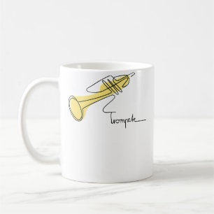 Einzeiliger Musiker bläst Orchester-Trompete Kaffeetasse