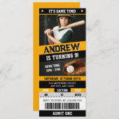 Einzel-Baseball-Ticket Geburtstag mit Foto Einladung (Vorne/Hinten)