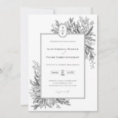 Einzel-Hochzeitsmonographie in Weiß und Schwarz Einladung (Vorderseite)