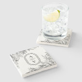 Einzel-Hochzeitsmonographie in Weiß und Schwarz Steinuntersetzer (Seitenansicht)