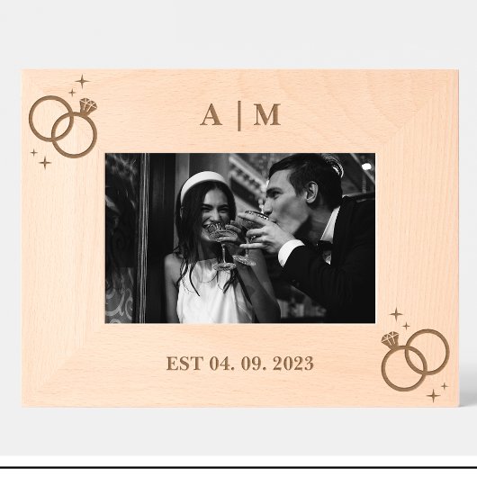 Einzel-Holzrahmen für Hochzeitsringe Geätzte Rahmen