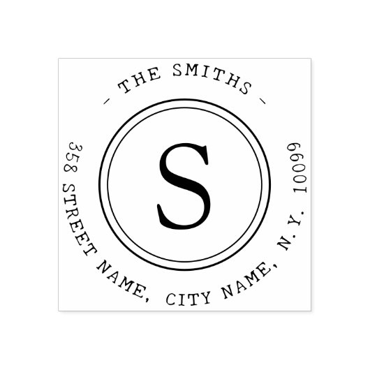 Einzel-Monogramm Gummistempel (Prägung)