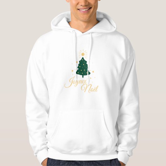 Einzel-Weihnachtsbaum mit elegantem goldenen Text Hoodie (Vorderseite)
