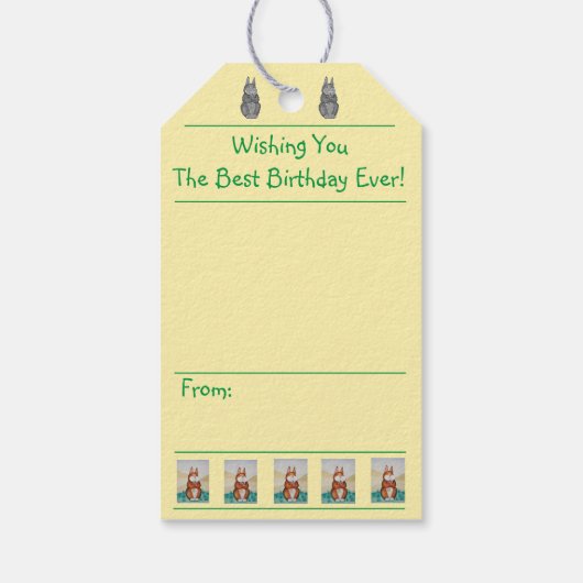 Einzelbild des niedlich-braunen Hasen Geschenkanhänger (Rückseite)