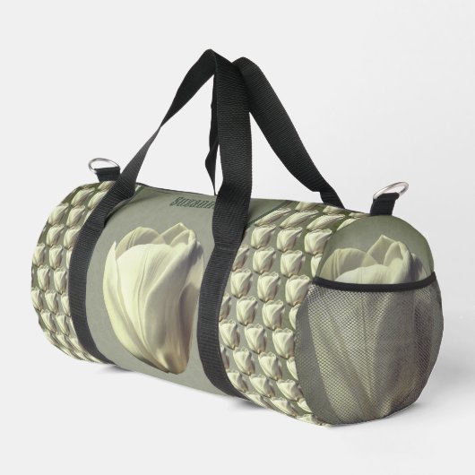 Einzelblume Weiße Blüte Duffle Bag (Rechte Ecke)