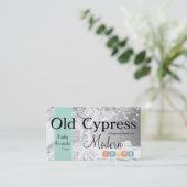 Einzelhandelsgeschäft mit alten Tree Social Media Visitenkarte (Stehend Vorderseite)