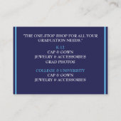 Einzelhandelswagen für Navy & Blue Graduation Cap Visitenkarte (Rückseite)