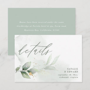 Einzelheiten der Ethikalyptus-Hochzeit RSVP Karte