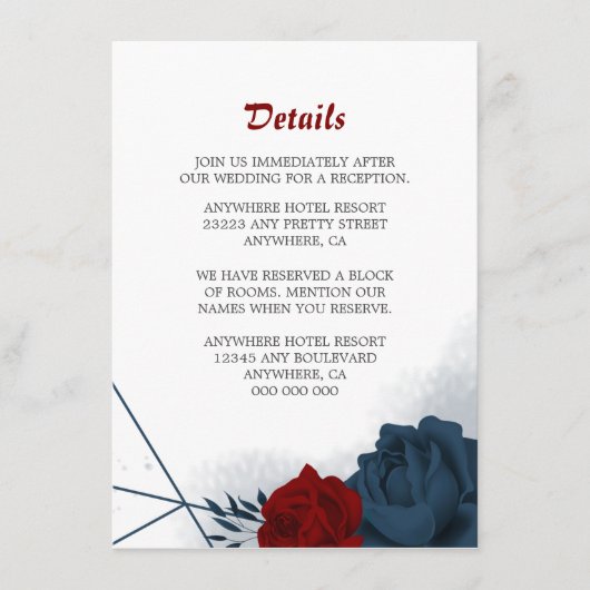 Einzelheiten zu den eleganten Marine- und Roten Bl Begleitkarte (Vorderseite)