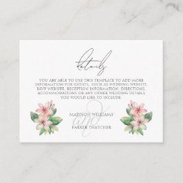 Einzelheiten zu den Hochzeiten am tropischen Stran Begleitkarte