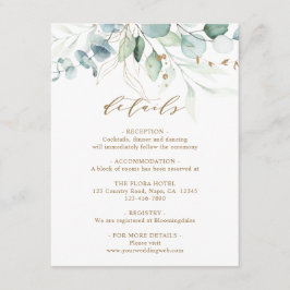 Einzelheiten zu Gold und grünen Botanischen Hochze Begleitkarte