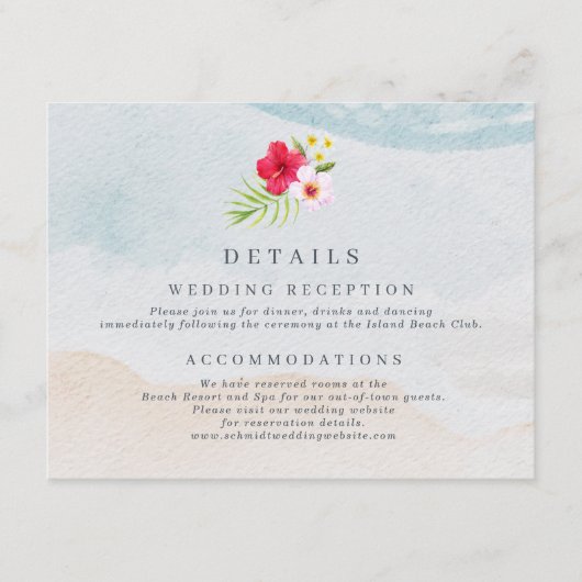 Einzelheiten zu Hochzeiten in tropischer Blume Begleitkarte (Vorderseite)