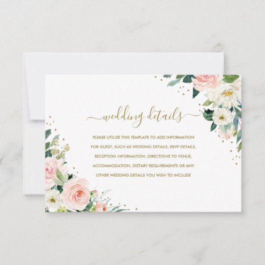 Einzelheiten zu Hochzeiten mit botanischem Blush RSVP Karte (Vorderseite)