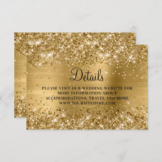 Einzelheiten zu Hochzeiten von Gold Glitzer und Fo Begleitkarte (Vorne/Hinten)