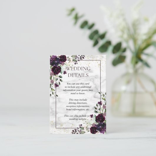 Einzelheiten zu Lila Hochzeitsfeiern aus Marmor Begleitkarte (Stehend Vorderseite)