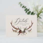 Einzelheiten zu rustikalem Blattwerk, Blumen und J Save The Date (Stehend Vorderseite)