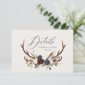 Einzelheiten zu rustikalem Blattwerk, Blumen und J Save The Date (Stehend Vorderseite)