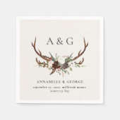 Einzelheiten zu rustikalem Blattwerk, Blumen und J Serviette (Vorderseite)