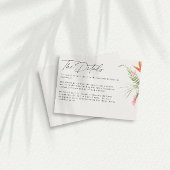 Einzelheiten zu tropischen Blumenhochzeiten Begleitkarte