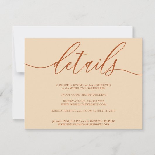 Einzelheiten zum Hochzeitsplanprogramm RSVP Karte (Vorderseite)