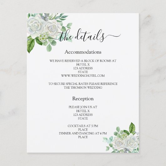 Einzelheiten zum Hochzeitsprogramm im Grünen mit w (Vorne)