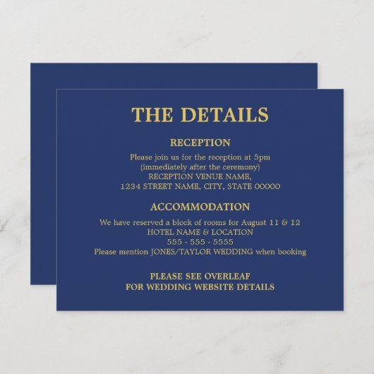 Einzelheiten zum QR-Code für Hochzeiten in Navy, G Begleitkarte (Vorne/Hinten)