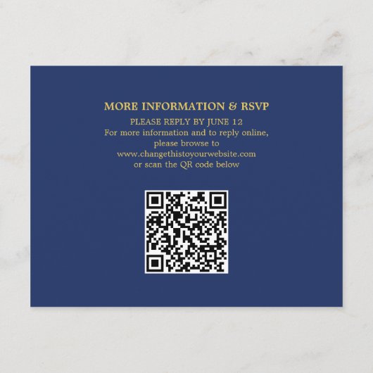 Einzelheiten zum QR-Code für Hochzeiten in Navy, G Begleitkarte (Rückseite)