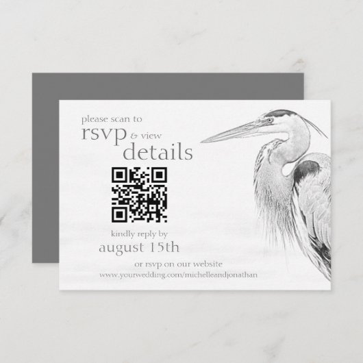 Einzelheiten zum QR-Code für Hochzeitsskizzen und RSVP Karte (Vorne/Hinten)