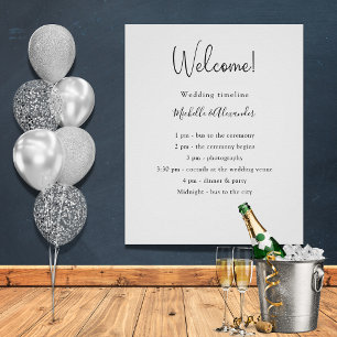 Einzelheiten zum Schwarz-weißen Hochzeitsprogramm Poster