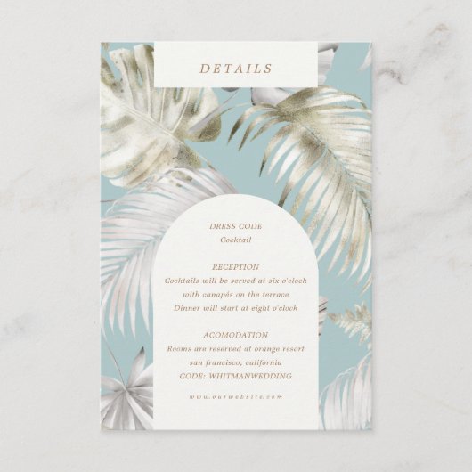 Einzelheiten zum TropenblätterEmpfang Begleitkarte (Vorderseite)