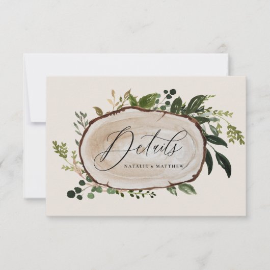 Einzelheiten zur Hochzeit aus rustikalem Holz Save The Date (Vorderseite)