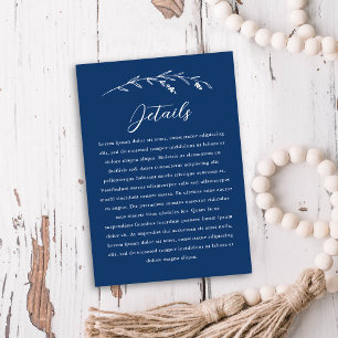Einzelheiten zur Hochzeit der rustikalen Navy-Blue Begleitkarte