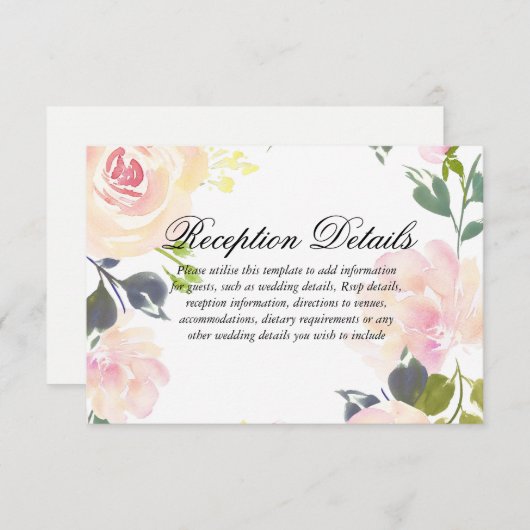 Einzelheiten zur Hochzeit im botanischen Stil Begleitkarte (Vorne/Hinten)