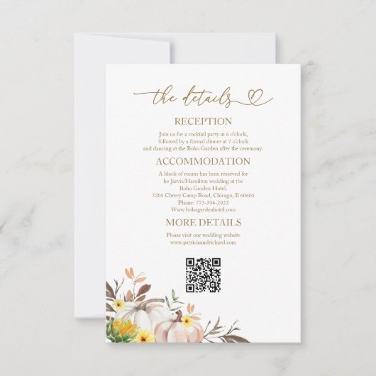 Einzelheiten zur Hochzeit im Herbst der Sonnenblum Einladung (Vorderseite)